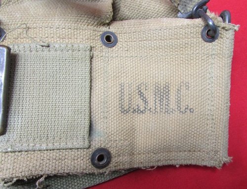  US WWII USMC M1923 10 Pocket Riflemans Cartridge Belt, Boyt With Suspenders — image 3