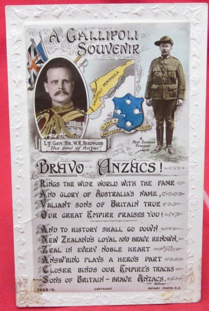  British WWI Patriotic Postcard, 'A Gallipoli Souvenir' New Zealand — image 2