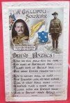 British WWI Patriotic Postcard, 'A Gallipoli Souvenir' New Zealand