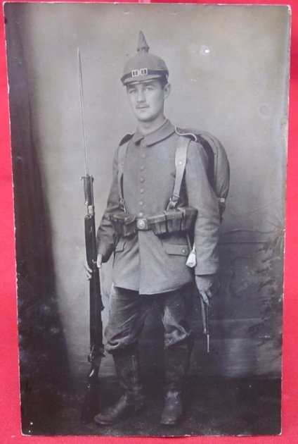  German WWI RPC, Armed Soldier, Gewehr 98, 98 Pattern Bayonet — image 2