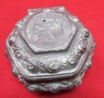German WWI Patriotic White Medal Iron Cross Metal Trinket Box