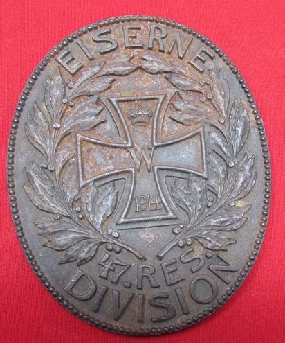  German WWI Patriotic Iron Plaque, 'Eiserne Division' 47th Reserve Division Verdun Veterans — image 2