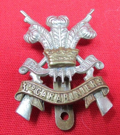  British WWI-WWII Cap Badge, 3rd Carabiniers — image 2