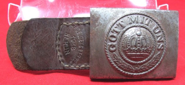  German WWI Prussian 1915 Pattern Enlisted Buckle, 1918 Dated Adjusting Tab — image 2