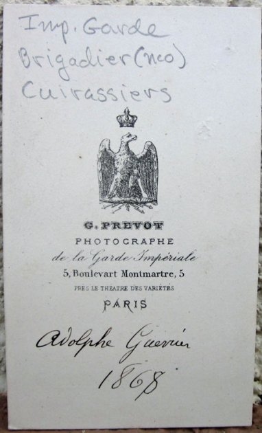  French 2nd Empire CDV, Identified Cuirassier NCO 1868 — image 3
