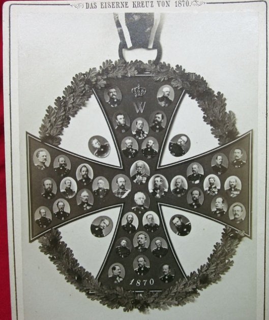  German Franco Prussian War Cabinet Card, 1870 Iron Cross — image 3