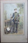 German Franco-Prussian War, Cabinet Card, Colorized, Jager Rifleman