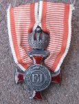 Austrian WWI Merit Cross & Crown, Silver, War Ribbon