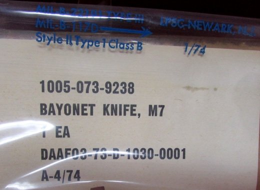  US Post Vietnam War Era,  M7 Bayonet , NIB, Last One — image 3