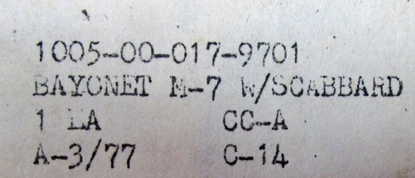  US Post Vietnam War Era,  M7 Bayonet , NIB, Last One — image 4