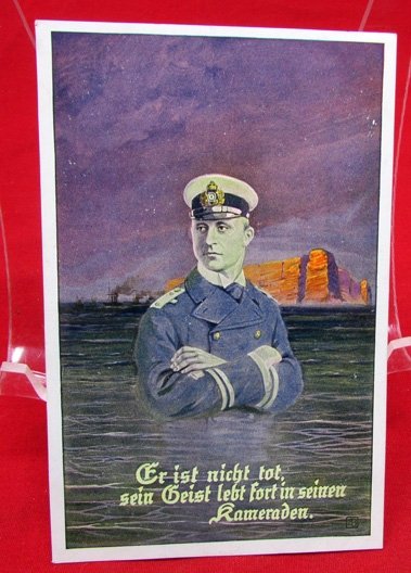  German WWI Patriotic Postcard, Weddigen U-29 Memorial Card — image 2
