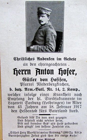  German WWI Mass Card, Bavarian Soldier — image 3