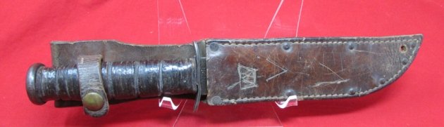  US WWII USMC Blade Marked Ka-bar Utility Knife, Personalized Sheath — image 2
