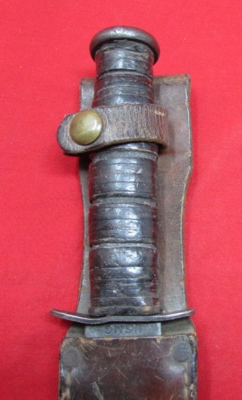 US WWII USMC Blade Marked Ka-bar Utility Knife, Personalized Sheath — image 3