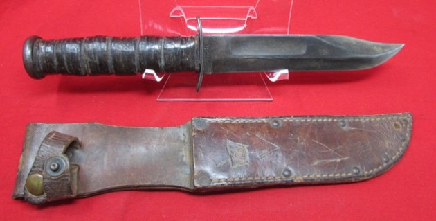  US WWII USMC Blade Marked Ka-bar Utility Knife, Personalized Sheath — image 5