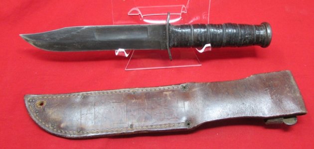  US WWII USMC Blade Marked Ka-bar Utility Knife, Personalized Sheath — image 7