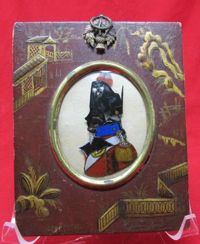  British Early 19th Century Reverse Painted on Glass Silhouette, Army Officers — image 2