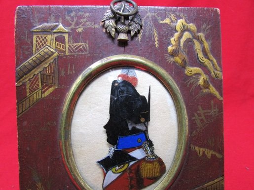  British Early 19th Century Reverse Painted on Glass Silhouette, Army Officers — image 3