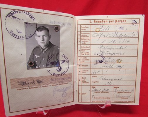  German WWII Army Wehrpass, Army Flak Unit, KIA Russia 1942 — image 5