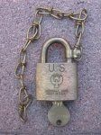 US WWII Era Brass Footlocker Padlock, Eagle Brand