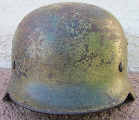  German WWII Luftwaffe M1935 Double Decal Camouflage Helmet, Drooptail ET66 — image 10