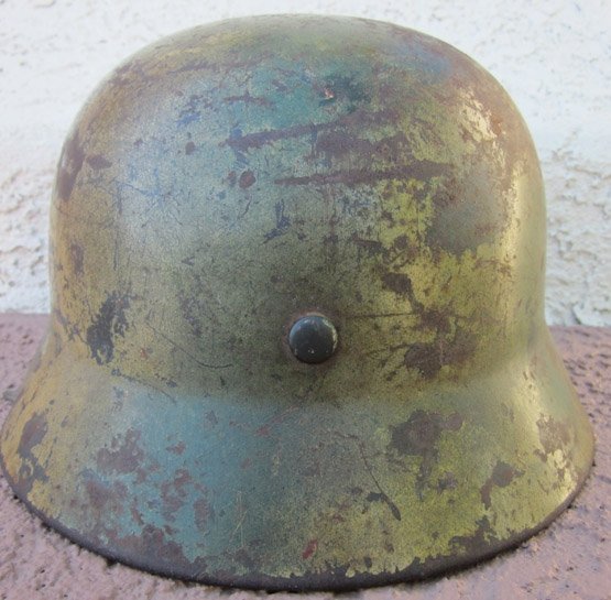  German WWII Luftwaffe M1935 Double Decal Camouflage Helmet, Drooptail ET66 — image 12