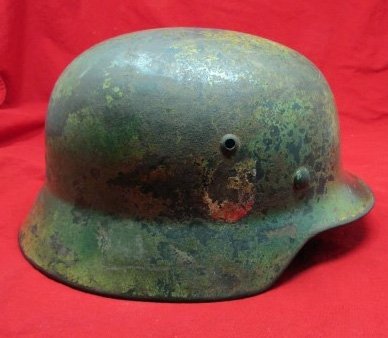  German WWII Luftwaffe M1935 Double Decal Camouflage Helmet, Drooptail ET66 — image 2