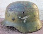 German WWII Luftwaffe M1935 Double Decal Camouflage Helmet, Drooptail ET66