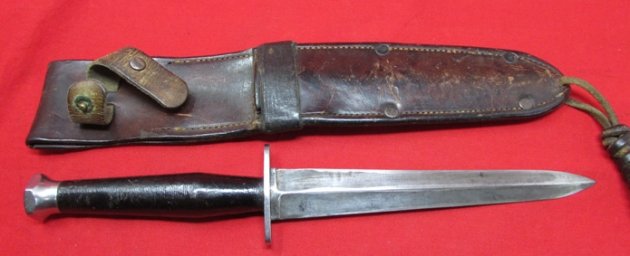  US-British WWII, Sykes Style GI Fighting Knife & Scabbard — image 4