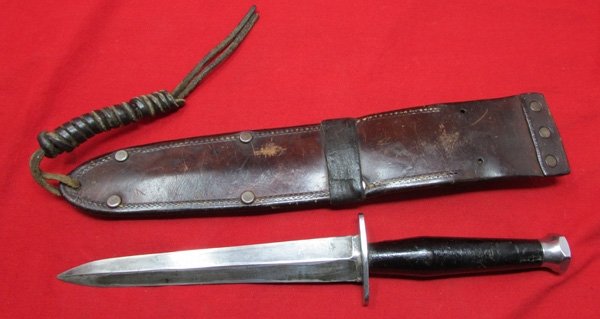  US-British WWII, Sykes Style GI Fighting Knife & Scabbard — image 5