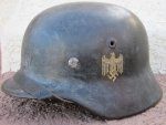  German WWII Army M1940 Steel Helmet, Complete, EF 66