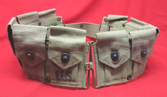  US WWII M1923 10 Pocket Canvas Rifleman's Belt, R.M. Co. 41. — image 2