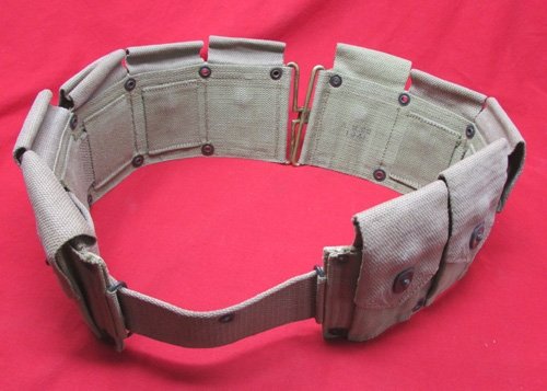  US WWII M1923 10 Pocket Canvas Rifleman's Belt, R.M. Co. 41. — image 3