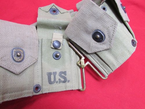  US WWII M1923 10 Pocket Canvas Rifleman's Belt, R.M. Co. 41. — image 5