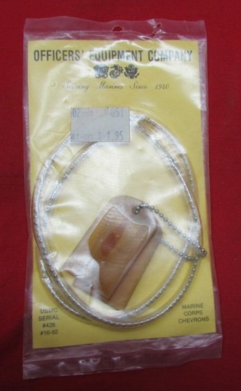  US Post WWII, PX USMC Dog Tag Chain and Cover Set, Never Used — image 2