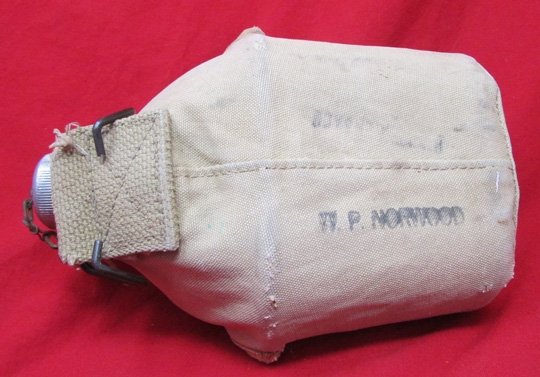  US WWII USMC Canteen Set, 1st Style Cover, Complete, Named — image 3