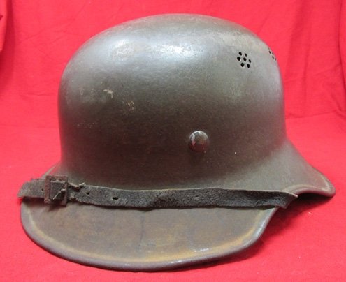  German WWII, Bulgarian Contract, Luftschutz Helmet, One Piece Shell — image 4