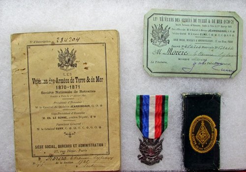  French Franco Prussian War Veterans Assocition Original Box, & Document & ID Card — image 2