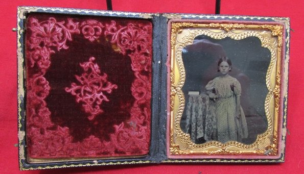  US Pre Civil War 1/6 Plate Ruby Ambrotype, Girl with Crutch, Original Seals — image 2