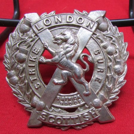  British WWI-WWII Bonnet Badge, Strike Sure, London Scottish — image 2