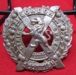 British WWI-WWII Bonnet Badge, Strike Sure, London Scottish