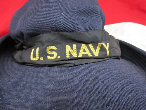  US WWII WAVES Enlisted Woman's Brimmed Hat, Navy Blue With Two White Tops — image 3