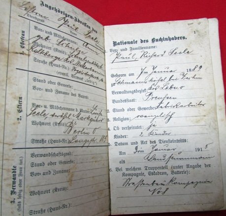  German WWI Prussian Militar Pass, 1915, Road Construction Co. Nr. 8 — image 3
