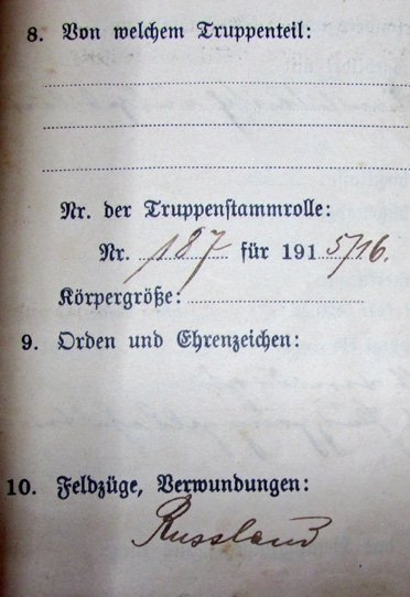  German WWI Prussian Militar Pass, 1915, Road Construction Co. Nr. 8 — image 4