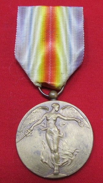  Belgian WWI Victory Medal & Ribbon, Paul Dubois Marked — image 2