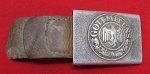 German WWII Army Enlisted Pebbled Aluminum Buckle & Leather Tab, …