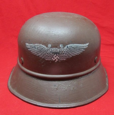  German WWII Luftschutz Gladiator Helmet, Brown Overpaint — image 2