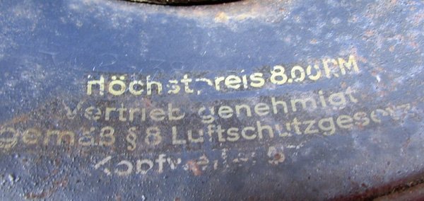  German WWII Luftschutz Gladiator Helmet, Brown Overpaint — image 6