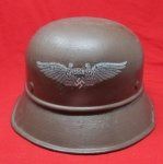 German WWII Luftschutz Gladiator Helmet, Brown Overpaint