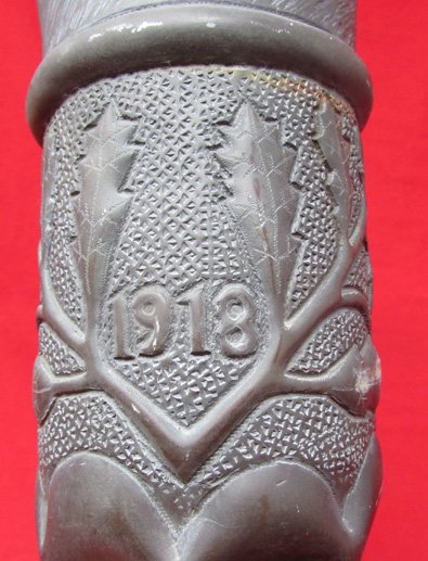  US WWI Trench Art Brass Vase, Alsace 1918, French 75 Shell — image 5